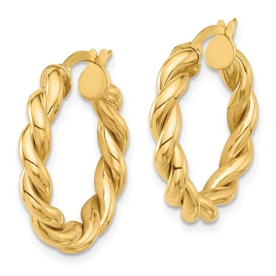 14K Yellow Gold 23mm Twisted Hoop Earrings Croghans Earrings