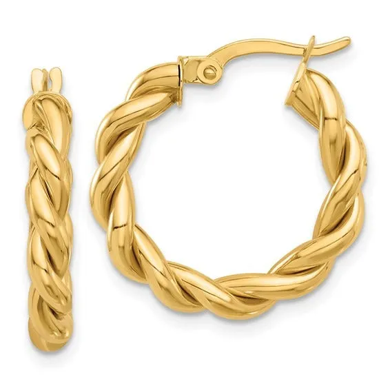 14K Yellow Gold 23mm Twisted Hoop Earrings Croghans Earrings