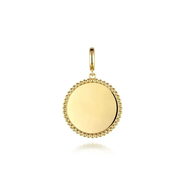 14K Yellow Gold Round Engraveable Pendant Gabriel Co Necklaces
