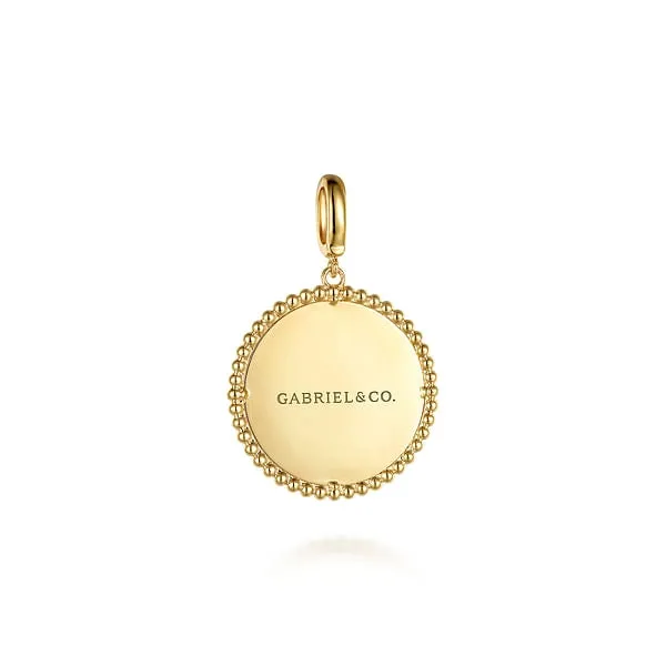 14K Yellow Gold Round Engraveable Pendant Gabriel Co Necklaces