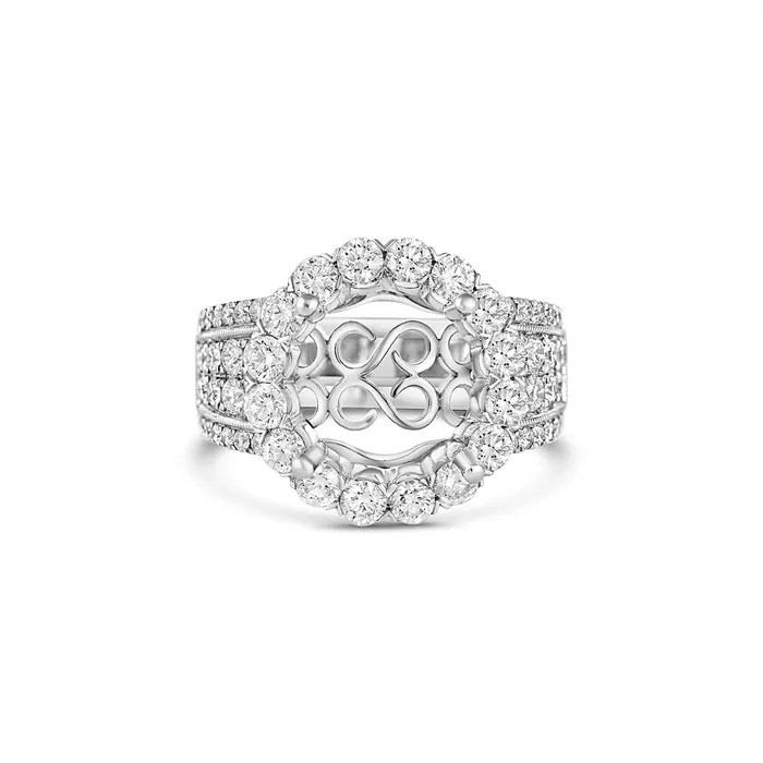 18K White Gold Diamond Semimount Ring Engagement Collections Rings