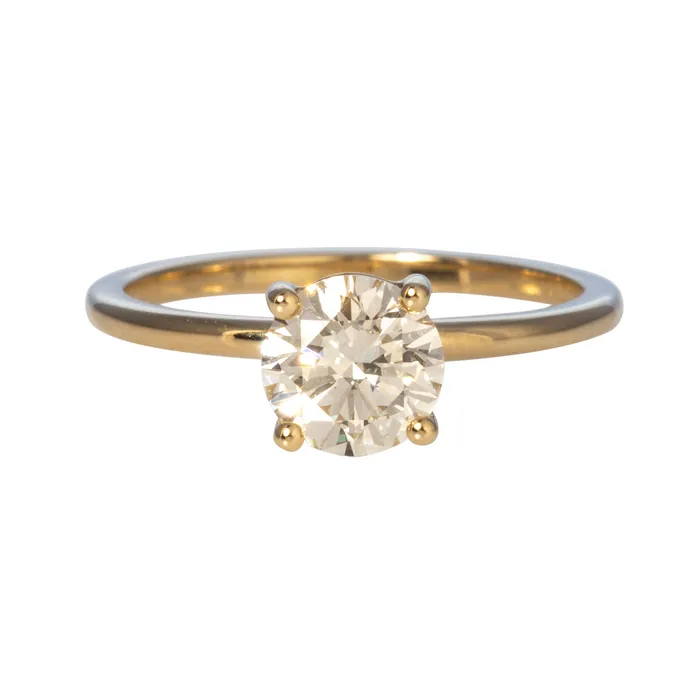 1ct J SI1 Round Diamond Solitaire 14K Yellow Gold Engagement Ring Croghans Rings