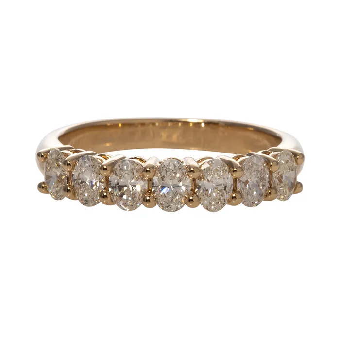 1ctw Oval Diamond 7Stone 14K Yellow Gold Band Croghans Rings