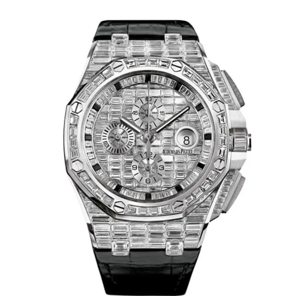 Audemars Piguet Audemars Piguet Royal Oak Offshore Chronograph 44mm Mens Watch Ref 26403BCZZD102CR01 Pave Diamond Dial Diamond Bezel Diamond Case Black Alligator Strap Watches Audemars Piguet Audemars Piguet Royal Oak Offshore Chronograph 44mm Mens Watch Ref 26403BCZZD102CR01 Pave Diamond Dial Diamond Bezel Diamond Case Black Alligator Strap Watches