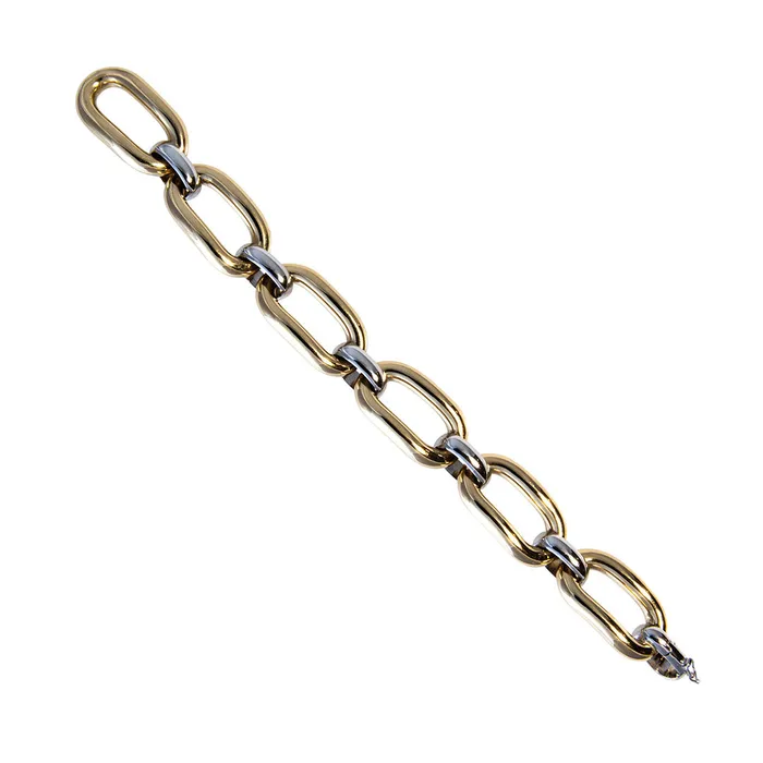 Bracelets Croghans 18K Gold Two Tone Oblong Oval Link Bracelet