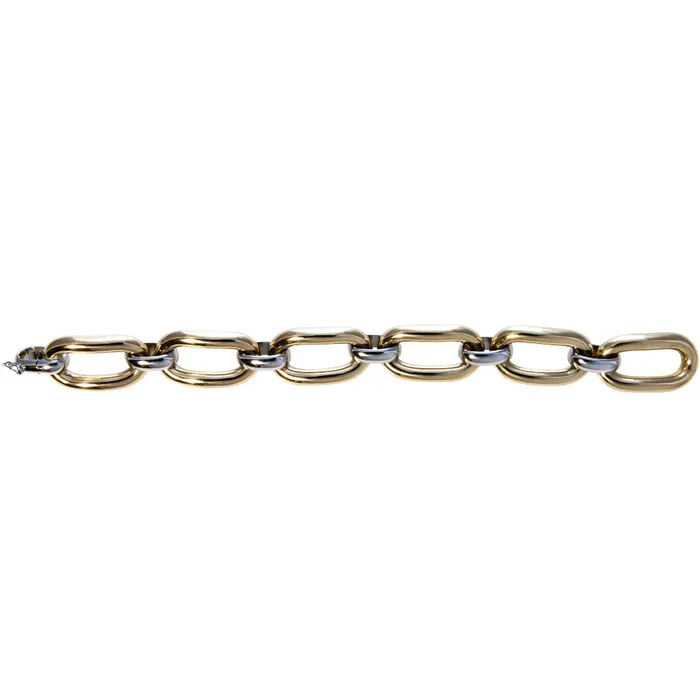 Bracelets Croghans 18K Gold Two Tone Oblong Oval Link Bracelet