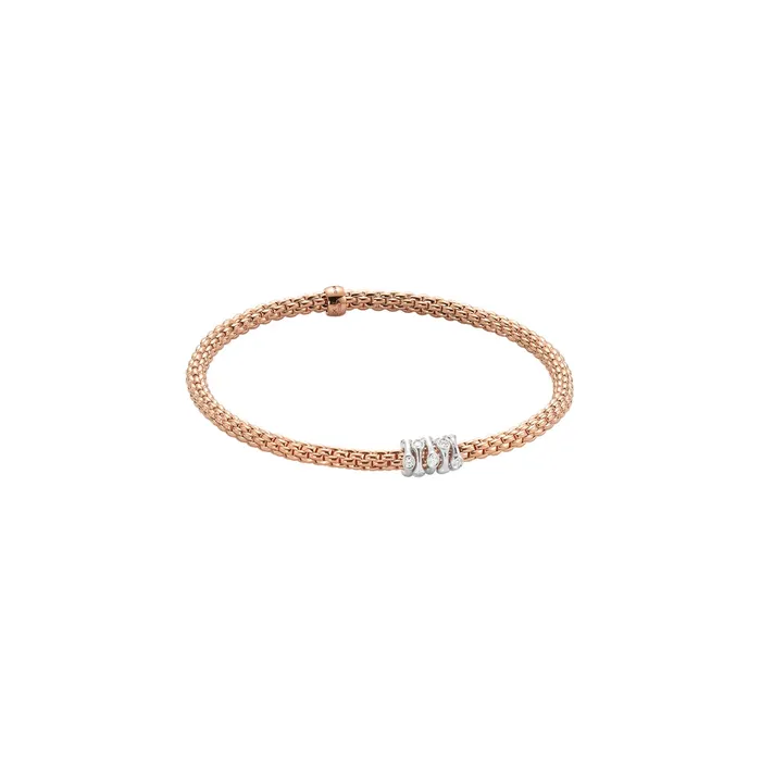 Bracelets FOPE Fope 18K Rose Gold Prima Collection Bracelet with Diamonds XSmall Size