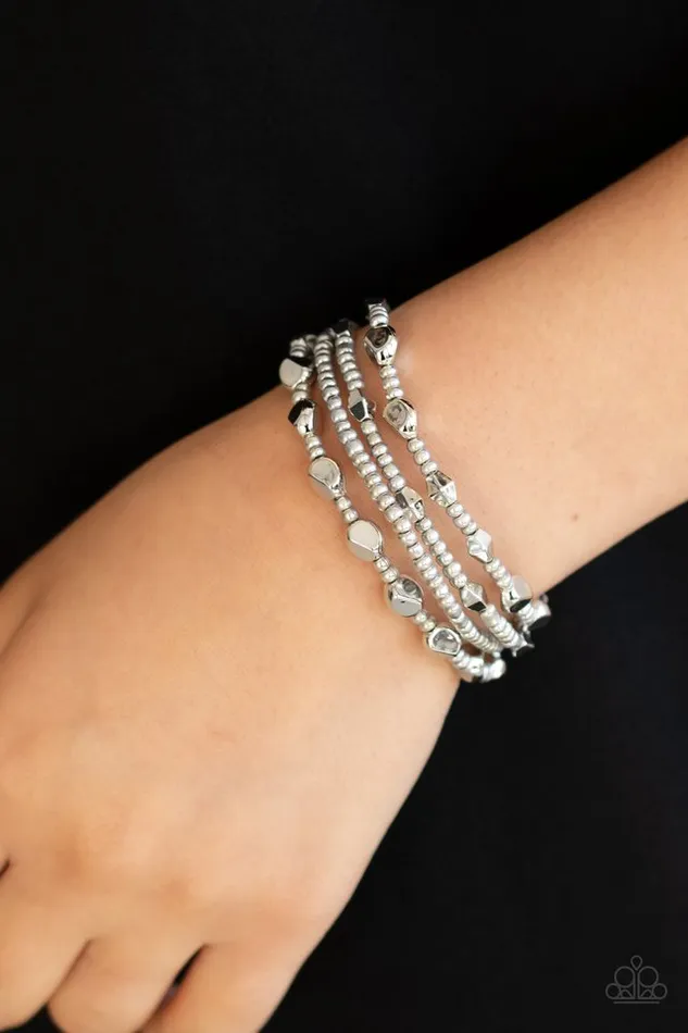 Bracelets Paparazzi Bracelet Fashionably Faceted Silver Paparazzi Jewelry