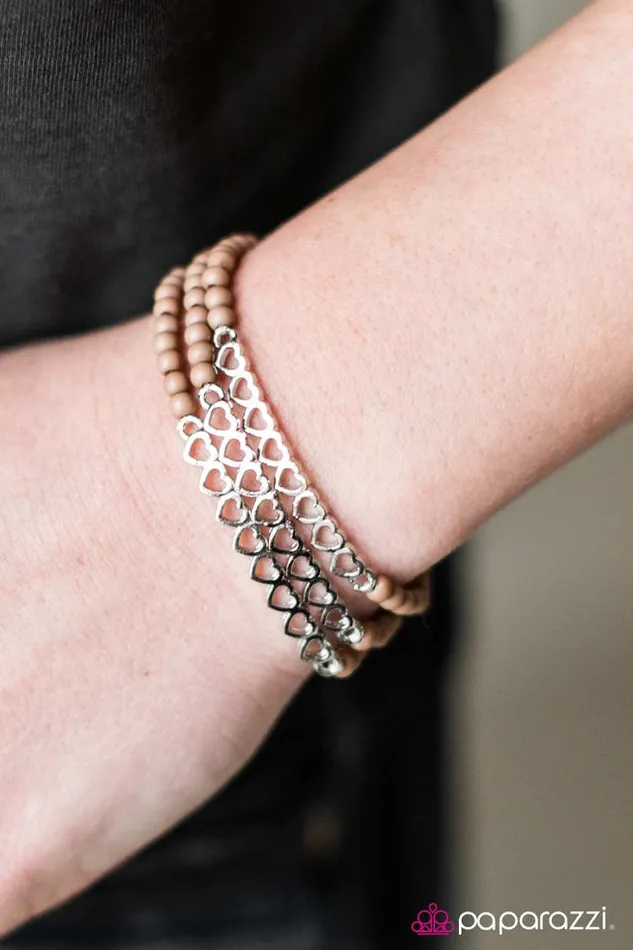 Bracelets Paparazzi Bracelet Love Charms Brown Paparazzi Jewelry