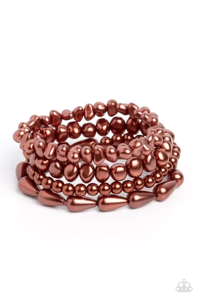 Bracelets Paparazzi Jewelry Paparazzi Bracelet Gossip PEARL Brown