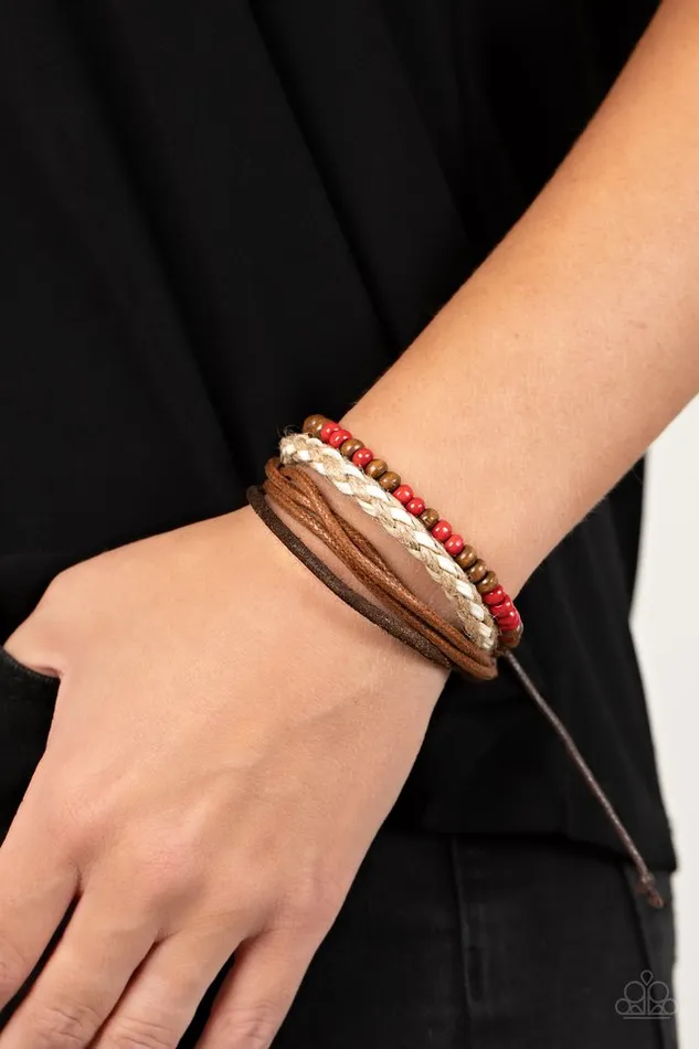 Bracelets Paparazzi Jewelry Paparazzi Bracelet Woodsy Wayfarer Red