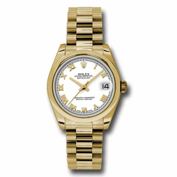 Bracelets Rolex Rolex Datejust 31mm Ref 178248 wrp White Roman Dial 18K Yellow Gold President Bracelet Womens Watch Bracelets Rolex Rolex Datejust 31mm Ref 178248 wrp White Roman Dial 18K Yellow Gold President Bracelet Womens Watch