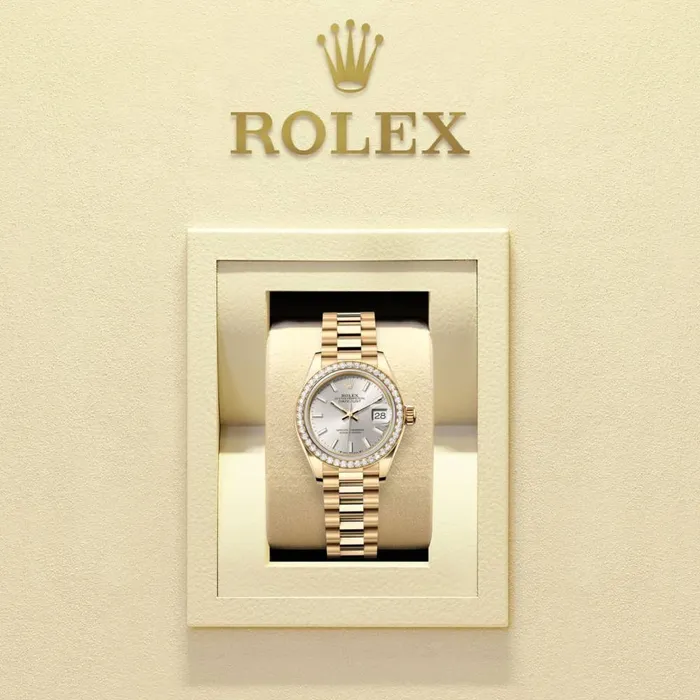 Bracelets Rolex Rolex Lady Datejust 28mm Ref 279138rbr0005 Silver Dial 18K Yellow Gold President Bracelet Womens Watch