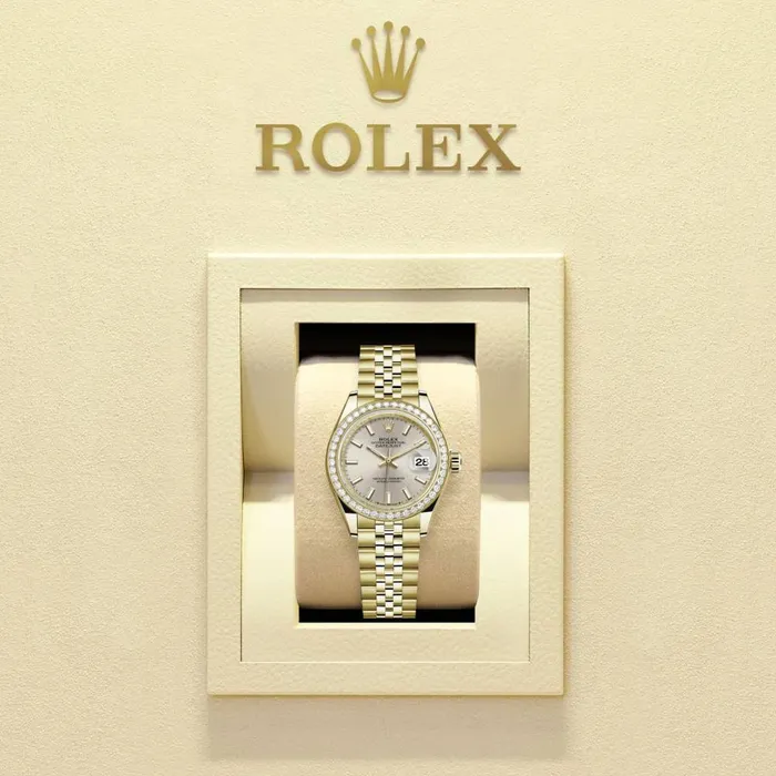 Bracelets Rolex Rolex Lady Datejust 28mm Ref 279138rbr0012 Silver Dial 18K Yellow Gold Jubilee Bracelet Womens Watch