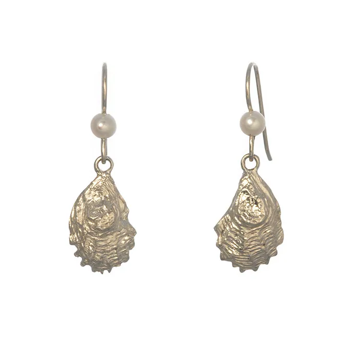 Croghans Earrings Sterling Silver Oyster Shell Pearl Dangle Earrings