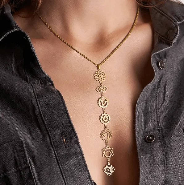 Dainty 7 Chakra Pendant Necklace Spiritual Energy Jewelry Healing Necklace Perfect Gift for YogaReiki and Boho Lovers Belbren Necklaces
