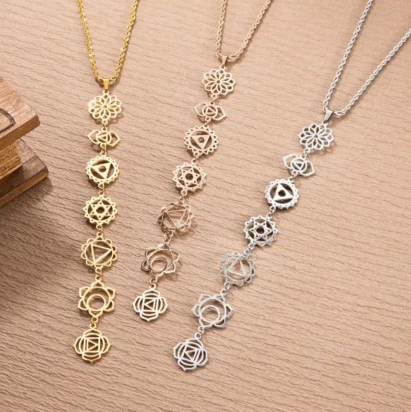 Dainty 7 Chakra Pendant Necklace Spiritual Energy Jewelry Healing Necklace Perfect Gift for YogaReiki and Boho Lovers Belbren Necklaces