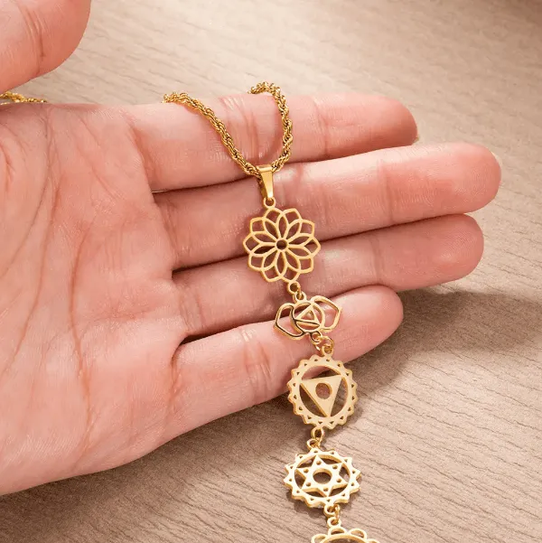 Dainty 7 Chakra Pendant Necklace Spiritual Energy Jewelry Healing Necklace Perfect Gift for YogaReiki and Boho Lovers Belbren Necklaces