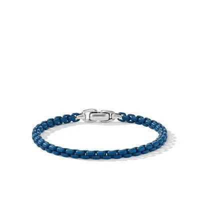 David Yurman Bracelets David Yurman Box Chain Bracelet Sterling Silver with Blue Stainless Steel 5mm David Yurman Bracelets David Yurman Box Chain Bracelet Sterling Silver with Blue Stainless Steel 5mm