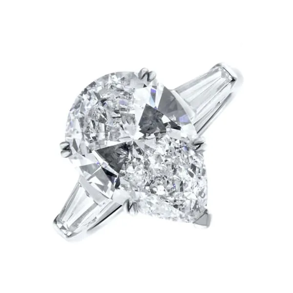 Diamond Source NYC Rings Platinum Engagement Ring With Center Diamond 448ct GH Pear Shape S075ct ENG75003