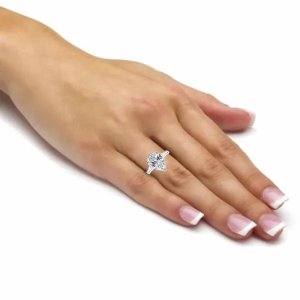 Diamond Source NYC Rings Platinum Engagement Ring With Center Diamond 448ct GH Pear Shape S075ct ENG75003