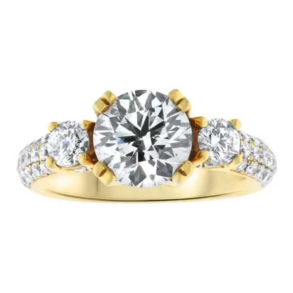 Diamond Source NYC Rings Unique 3 Stone Engagement Ring Set in 18K Yellow Gold 306ct tw Round Brilliant Natural Diamonds