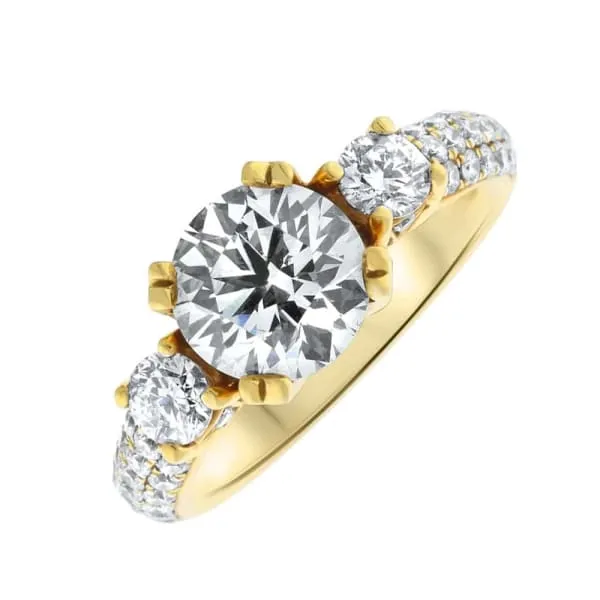Diamond Source NYC Rings Unique 3 Stone Engagement Ring Set in 18K Yellow Gold 306ct tw Round Brilliant Natural Diamonds