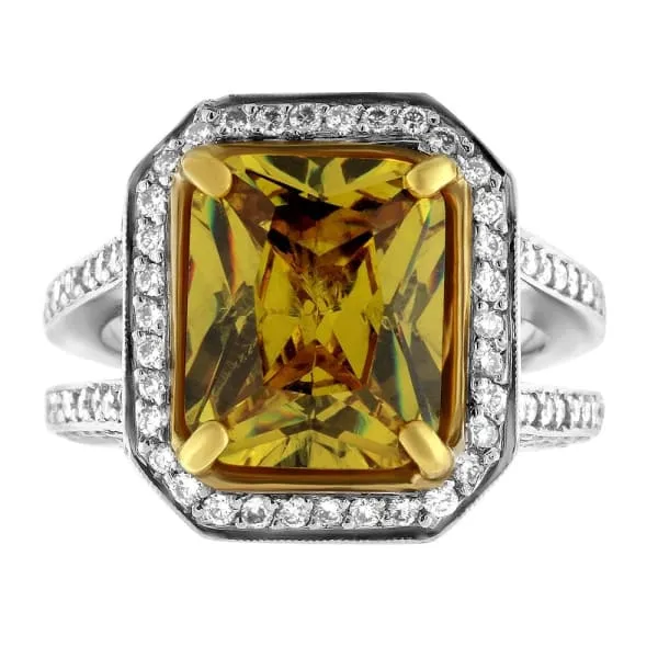 Diffused Yellow Orange Citrine Radiant Cut Round Brilliant Diamond Diamond Cocktail Ring Set in 18K White Gold 885t tw Diamond Source NYC Rings Diffused Yellow Orange Citrine Radiant Cut Round Brilliant Diamond Diamond Cocktail Ring Set in 18K White Gold 885t tw Diamond Source NYC Rings