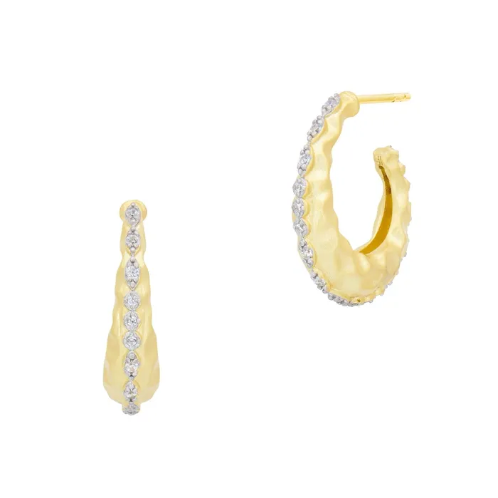 Earrings Freida Rothman Freida Rothman Streets in Bloom Textured Dewdrop Hoop Earrings Earrings Freida Rothman Freida Rothman Streets in Bloom Textured Dewdrop Hoop Earrings