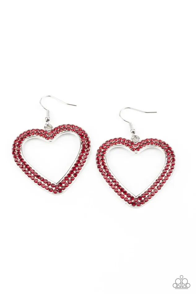 Earrings Paparazzi Earring GLISTEN To Your Heart Red Paparazzi Jewelry
