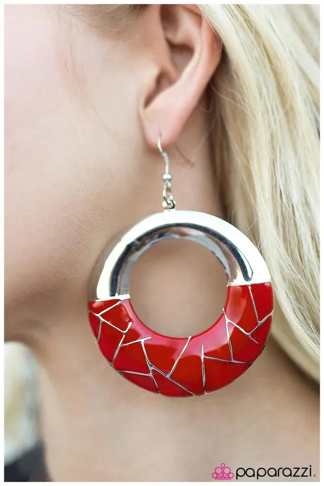 Earrings Paparazzi Earring It Girl Red Paparazzi Jewelry