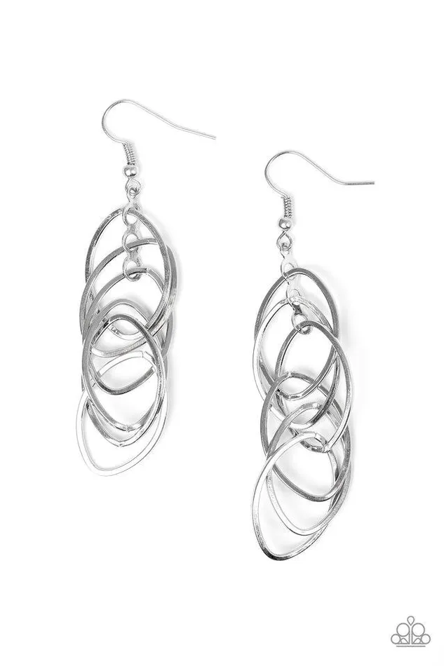 Earrings Paparazzi Earring Tangle Tango Silver Paparazzi Jewelry