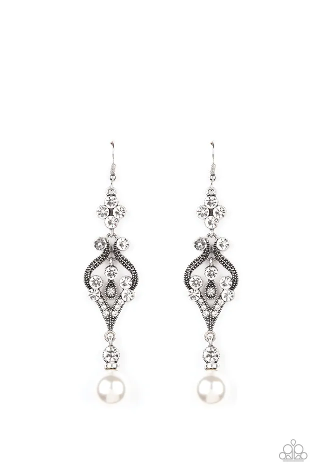 Earrings Paparazzi Jewelry Paparazzi Earring Elegantly Extravagant White