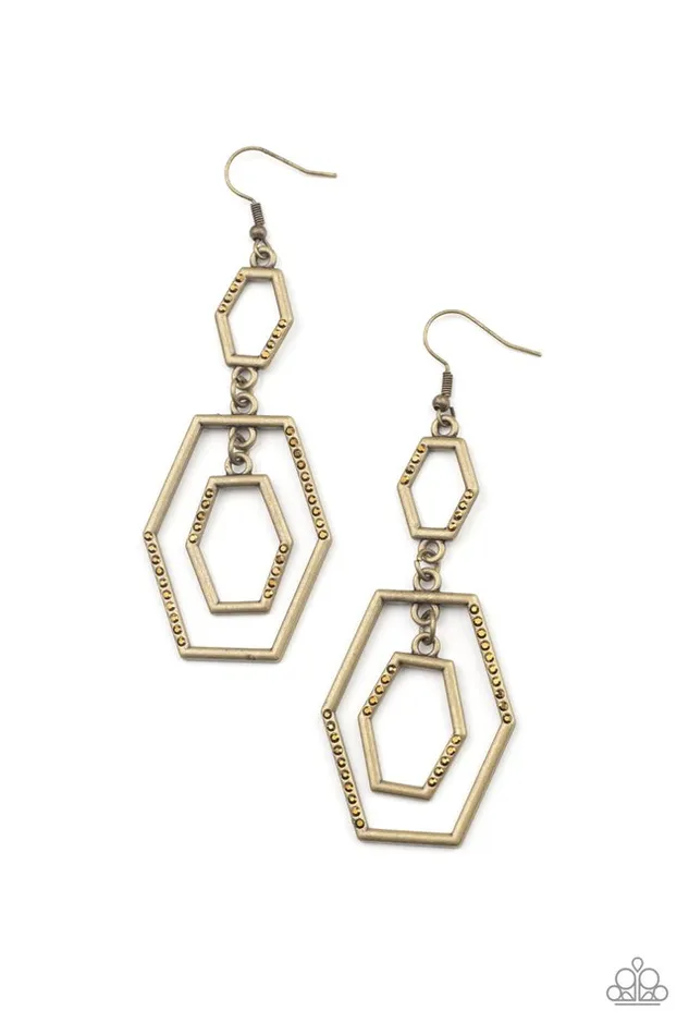 Earrings Paparazzi Jewelry Paparazzi Earring Geometric Maven Brass Earrings Paparazzi Jewelry Paparazzi Earring Geometric Maven Brass