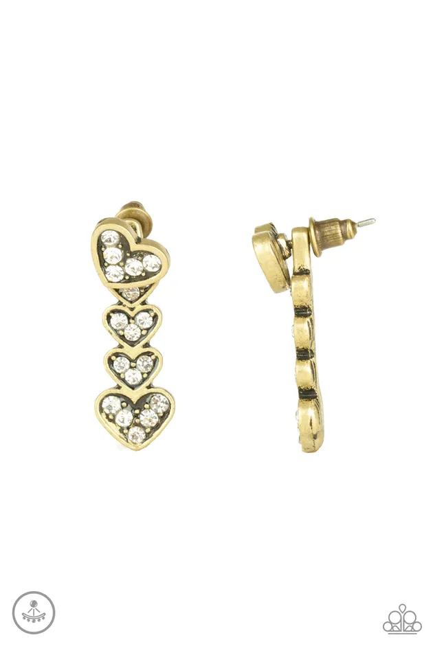 Earrings Paparazzi Jewelry Paparazzi Earring Heartthrob Twinkle Brass