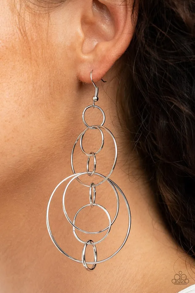 Earrings Paparazzi Jewelry Paparazzi Earring Running Circles Around You Silver