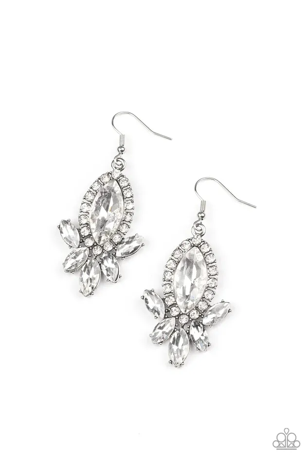 Earrings Paparazzi Jewelry Paparazzi Earring Serving Up Sparkle White