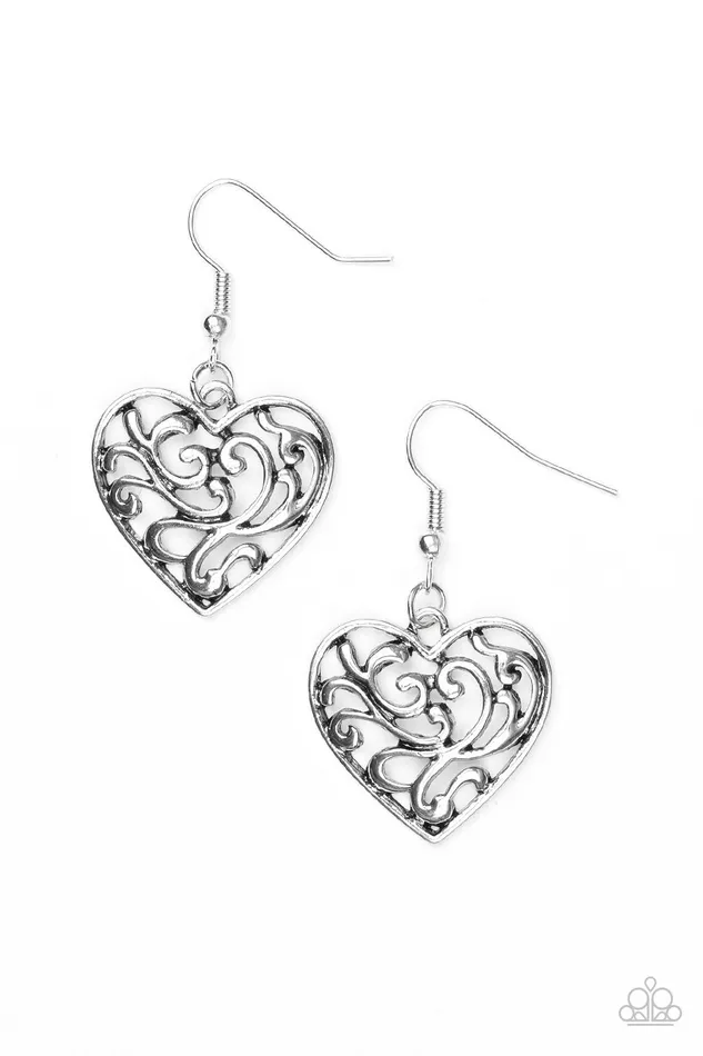 Earrings Paparazzi Jewelry Paparazzi Earring The Truth HEARTS Silver