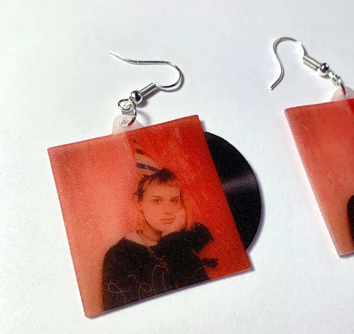 Earrings Sam Makes Things Frances Forever Space Girl Vinyl Single Handmade Earrings