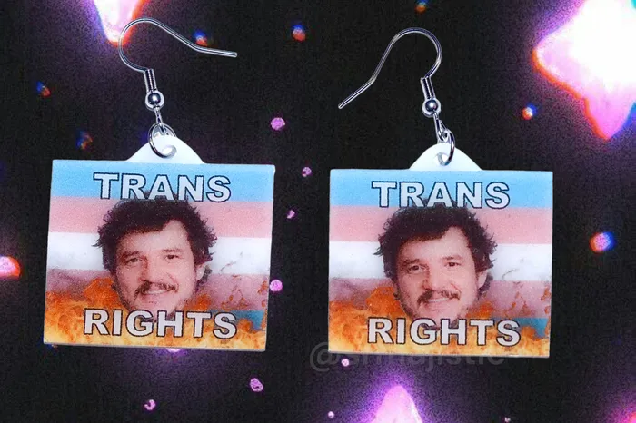 Earrings Sam Makes Things Pedro Pascal Trans Rights Flame Pride Flag Handmade Earrings Earrings Sam Makes Things Pedro Pascal Trans Rights Flame Pride Flag Handmade Earrings