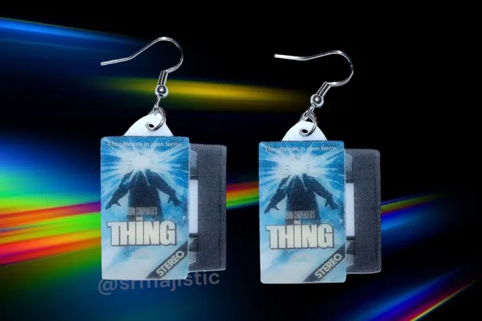 Earrings Sam Makes Things The Thing 1982 VHS 2D detailed Handmade Earrings