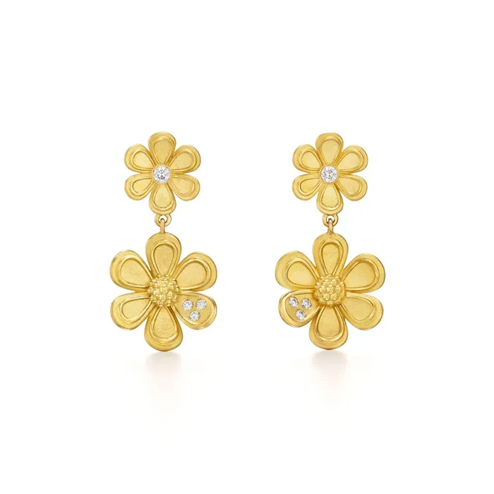 Earrings Temple St Clair Golden Flower Drop Earrings Temple St Clair