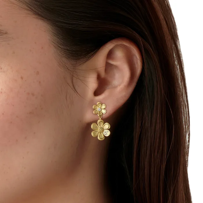 Earrings Temple St Clair Golden Flower Drop Earrings Temple St Clair