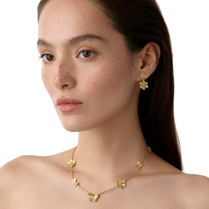 Earrings Temple St Clair Golden Flower Drop Earrings Temple St Clair