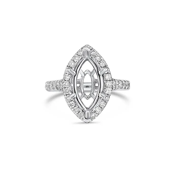 Engagement Collections 18K White Gold Marquise Halo Semi Mount Diamond Ring Rings Engagement Collections 18K White Gold Marquise Halo Semi Mount Diamond Ring Rings