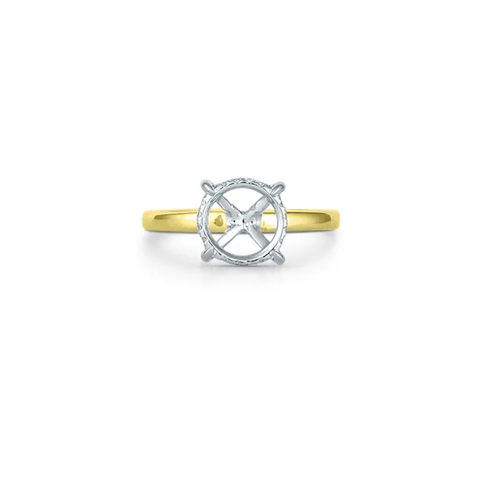 Engagement Collections Rings 14K Yellow and White Gold Semi Mount Ring for Round Diamond with Hidden Halo Engagement Collections Rings 14K Yellow and White Gold Semi Mount Ring for Round Diamond with Hidden Halo