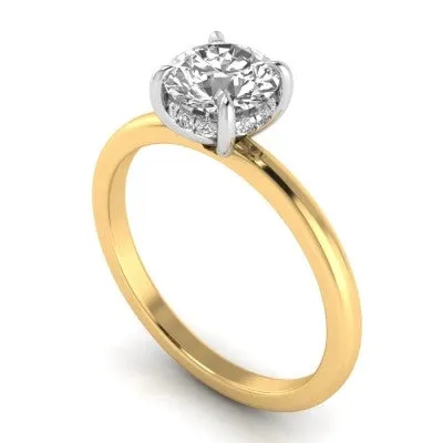 Engagement Collections Rings 14K Yellow and White Gold Semi Mount Ring for Round Diamond with Hidden Halo Engagement Collections Rings 14K Yellow and White Gold Semi Mount Ring for Round Diamond with Hidden Halo