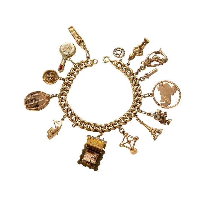 Estate 18K Yellow Gold 14Charm Bracelet Croghans Bracelets