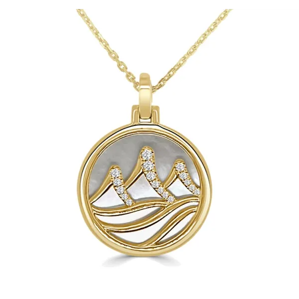 Frederic Sage 14K Yellow Gold Mother of Pearl Pendant Necklace with Diamond Mountain Range Design Frederic Sage Necklaces Frederic Sage 14K Yellow Gold Mother of Pearl Pendant Necklace with Diamond Mountain Range Design Frederic Sage Necklaces