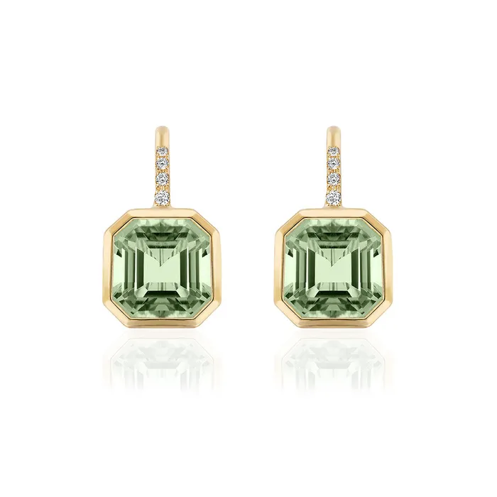 Goshwara Earrings Goshwara Asscher Cut Prasiolite Diamond 18K Yellow Gold Earrings Goshwara Earrings Goshwara Asscher Cut Prasiolite Diamond 18K Yellow Gold Earrings